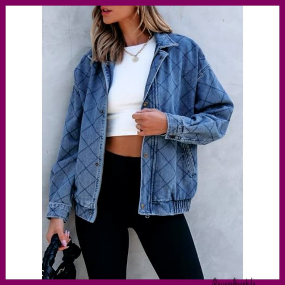 Oversized Denim Jacket Shacket, Stretch Cotton Po… - image 5